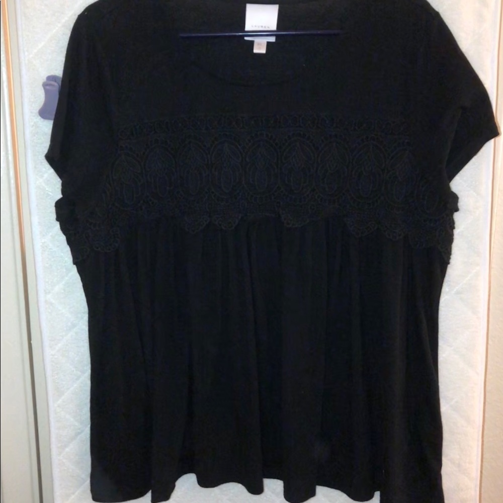 LC Lauren Conrad black crochet top- XL